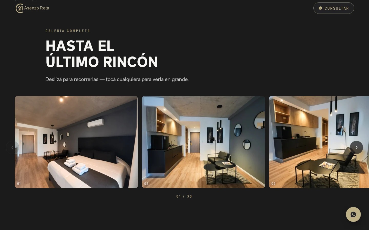 Sección de galería de fotos de una landing hecha por Olyris, vista en computadora