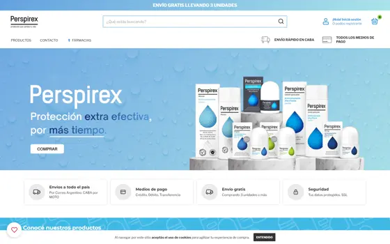 Tienda online de Perspirex, creada por Olyris