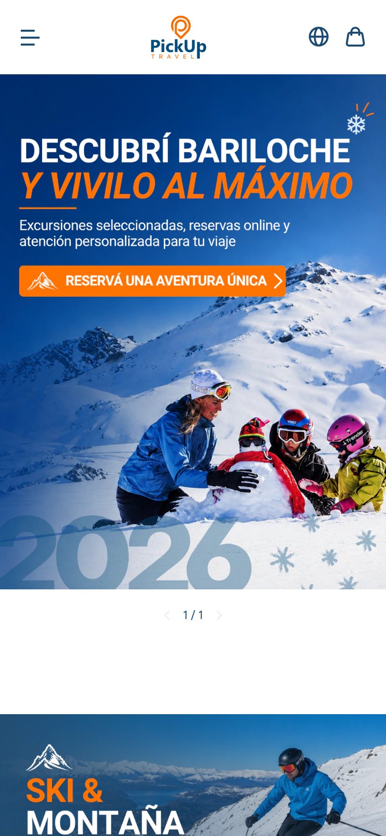 Captura de pantalla de Pickup Travel en su versión móvil